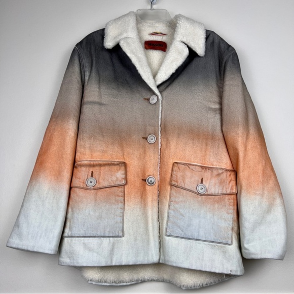 Missoni Ombré Tie Dyed Sherpa Lined Coat - Picture 4 of 14